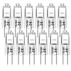 G4 Halogen Bulb T3 10 Watt 120lm G4 Bi-Pin Bulb AC/DC12 Volt for Under Cabinet Puck Light, Chandeliers, Track Lighting,10W 12V Warm White 2700K (12 Pack)