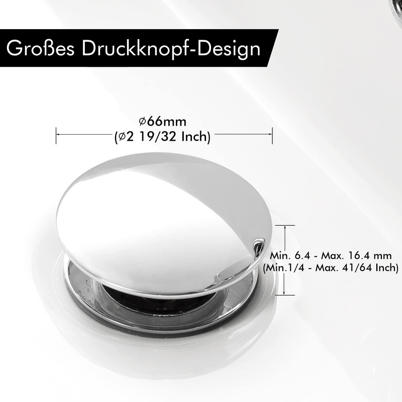 KES S2019A-CH Drain Fitting Sink with Overflow Sink Plug Pop
