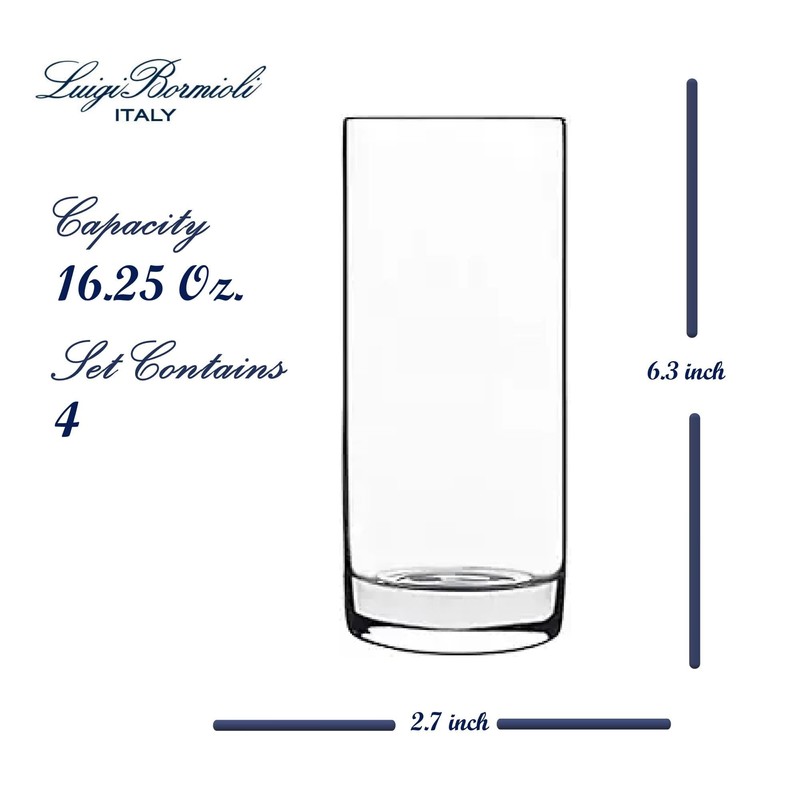 Luigi Bormioli Classico Highball Glasses, Set of 4 - 16.25oz
