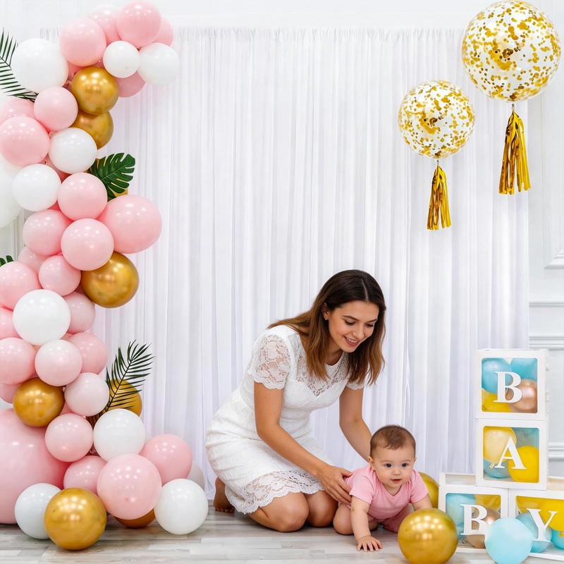 10x10ft White Backdrop Curtain for Parties Wedding, Curtain Backdrop for