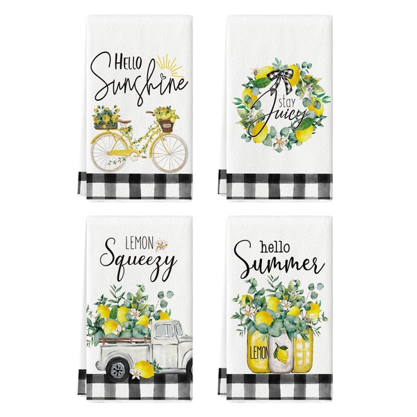 Artoid Mode Bicycle Lemon Eucalyptus Truck Summer Kitchen Towels Dish