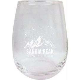 R and R Imports Sandia Peak New Mexico Souvenir Ski Adventures 15 oz Engraved Wine Glass 2-Pack