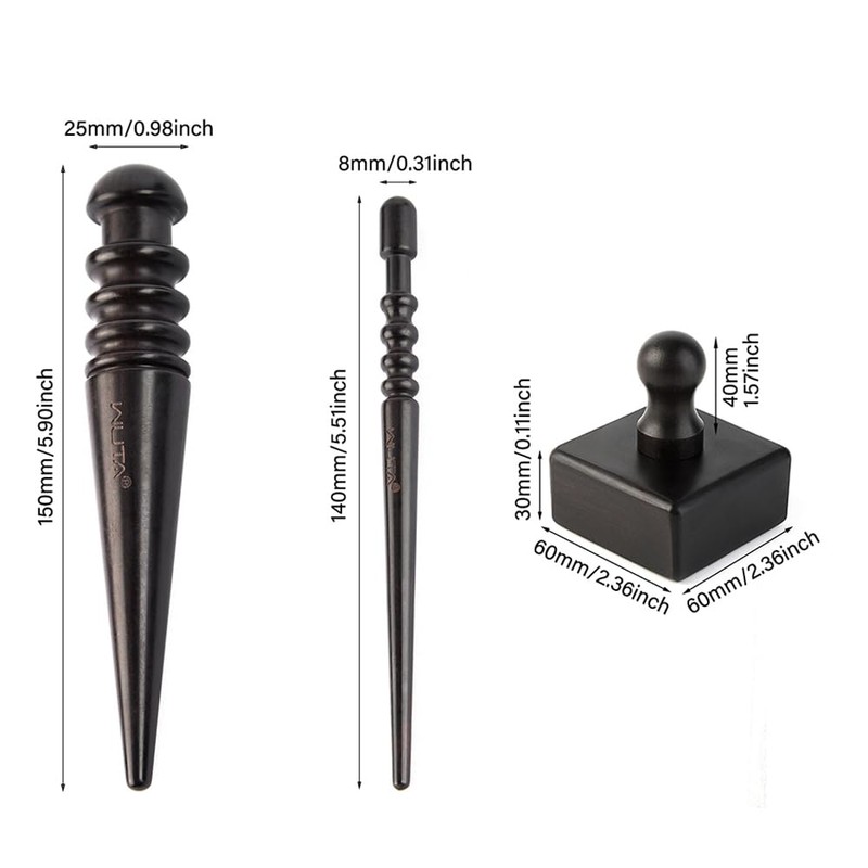 WUTA Leather Burnisher Kit, Ebony Leather Polishing Tool, Leather Polisher