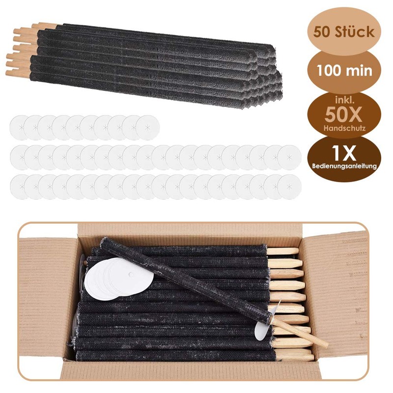 Eulenke Pack of 50 Wax Torches with Hand Guard, 90-100