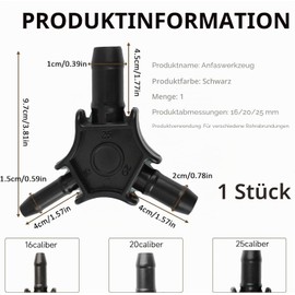 Calibrator Composite Pipe Deburring Plastic - 3-in-1 Tool Multilayer Composite Pipes (16/20/26 mm) - With Ergonomic Soft Handle - Ideal Plumbing, Heating & DIY - Stainless Steel