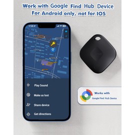 Yipoyilo Real-time Positioning Air Tracker Tag, Key Finder, Work with Google Find Hub(Only for Android, Not for iOS), Bluetooth Tracker for Luggage, Backpack etc, 4 Pack Black