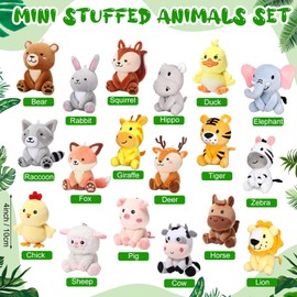 Suilung 18 Pcs Mini Stuffed Animals Bulk 4 Inch Plush Farm Forest Woodland Animals Cute Plush Animals Ornaments for Birthday Gifts Baby Shower Decors Easter Basket Stuffers Carnival Student Awards