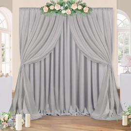 Grey Polyester Backdrop Curtains 20 ft x 10 ft Photography Backdrop Drapes for Birthday Party Decorations 4 Panels 5ft x 10ft