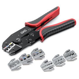 GKG 6 Piece Ratcheting Crimper Tool Kit, Quick Exchange Wire Cimping Tool for Heat Shrink ButtConnectors. Insulated, Non-nsulated, Ferule Terminal, Open Barel Terminals & MC4 Connectors