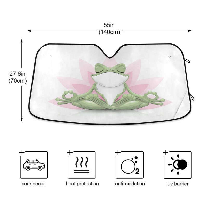 Blueangle Funny Frog Doing Yoga Windshield Sun Shade - Foldable