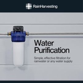 Rain Harvesting Triple Action Filtration System 10" - Slimline Carbon Water Filter for Removing Sediment, Chlorine, Color and Odor - Suitable for Rain Water Collection and Home Water Supplies