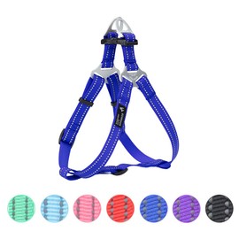 EXCELLENT ELITE SPANKER No Pull Dog Harness Adjustable Nylon Step-in Easy Pet Vest Chest Strap with Reflective and Leash Ring for Small Medium Large Breed Dogs Training Walking(Blue-M)