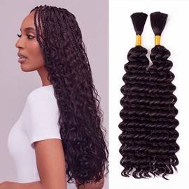 MOCCWOM Extensiones De Cabello Ondulado Profundo Para Trenzas, Cabello Húmedo Y Ondulado, Microtrenzas, Sin Trama, Para Trenzas Bohemias, 150 G, 2 Paquetes N.° 2 (20 Pulgadas)