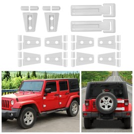 SQQP 12PCS Full Set Exterior Decoration Trim Kit Compatible with 2007-2018 Jeep Wrangler JK JKU Door Hinge Engine Hood Hinge Tailgate Hinge Cover (White)