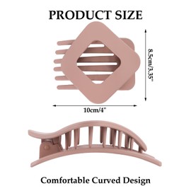 FASOTY Flat Claw Clips for Women Girls 3 Pcs Non Slip Matte Square Flat Hair Clips For Thick & Thin Hair