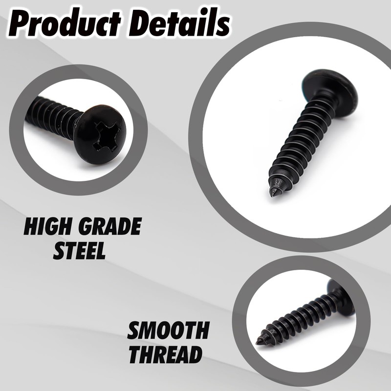 30 Pcs Black Interior Trim Screws #8 M4.2-1.41,fits for Ford