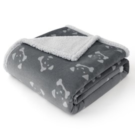 Bedsure Waterproof Dog Blanket - 102x76cm Fleece Dog Blanket for Medium Dogs and Cats, Machine Washable, Reversible Pet Blankets Protects Bed and Sofa with Soft Plush, Grey