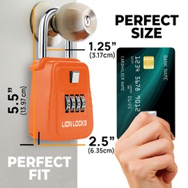 Lion Locks 1500 Key Lock Box with Code, Lockbox for Keys Outdoor, Realtor Lock Box for Short-Term Rentals, Holds 5 Keys (12 Pack, Orange)