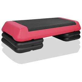 HooKung Adjustable Aerobic Stepper Workout Step with 4 Risers Fitness & Exercise Platform Trainer