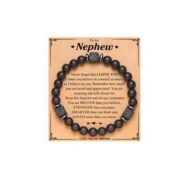 Inspriational Bracelet for Men Encouragement Bracelet Natural Stone Beaded Bracelet Black Beaded Bracelet Birthday Gifts for Men