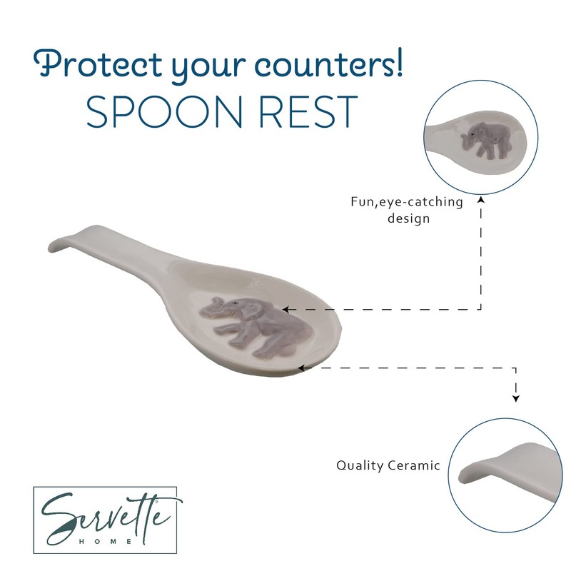 Animal-Themed Ceramic Spoon Rest Kitchen Ladle and Spoon Holder -