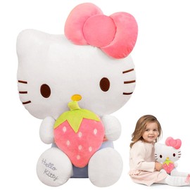 PLLYPE Children's Cuddly Toy Cat Strawberries, 30 cm Kitty Stuffed Toy, Plush Kitty Plush Toy, Gift for Children