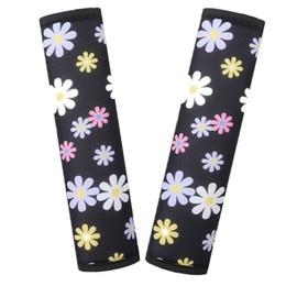 CAASFOOY Multifunctional Belt Padding Shoulder Protector for Seat Belts for Adults Children, Removable Seat Belt with Floral Pattern, Pack of 2