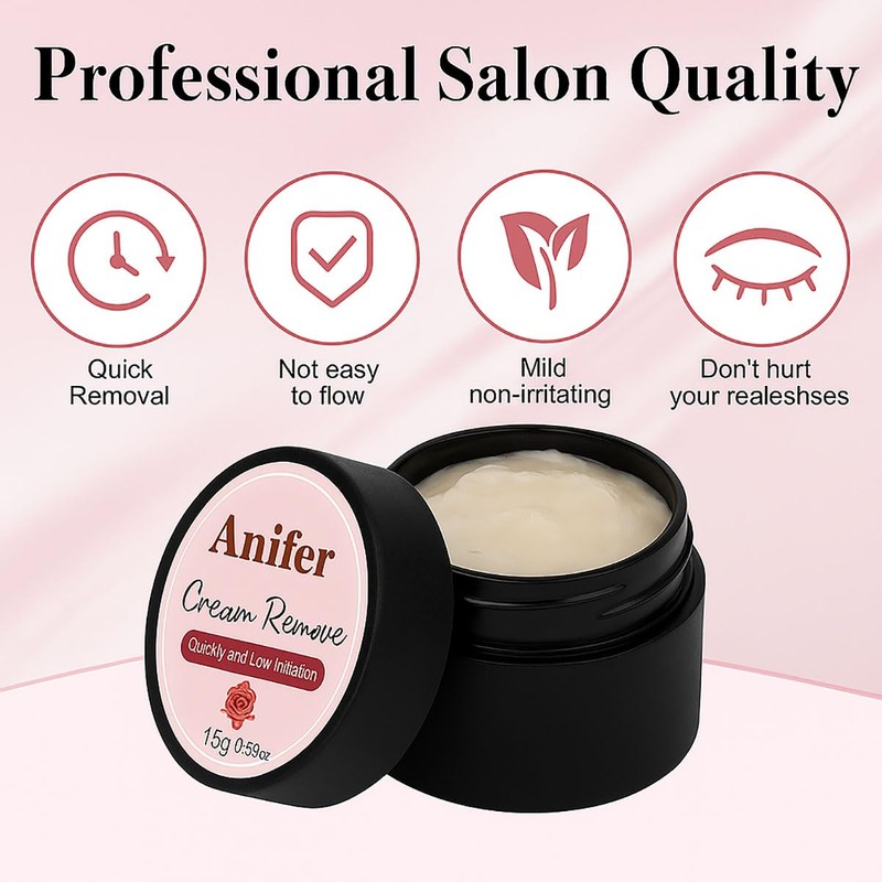Anifer Eyelash Extension Remover 15g, Rose Scent - Fast-Dissolving, Gentle