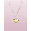 Gold Bubble Heart Pendant Metallic Large Necklace Paperclip Chain Links