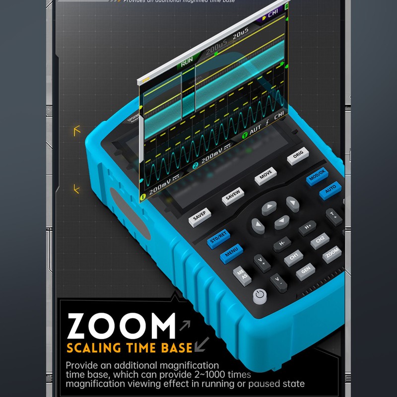 Fluorescent Digital Oscilloscope 2.8in Display 3000mAh Dual Channel Signal Generator
