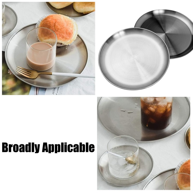CAMBUY Stainless Steel Plates 9 inch 304 Metal Lightweight Unbreakable