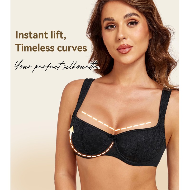 Lemorosy Women's Dirndl Bra Push Up Balconette Bra with Underwire