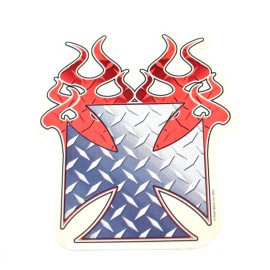 Good Sports Maltese Cross Flames Vinyl Sticker Biker Protection Symbol Decal