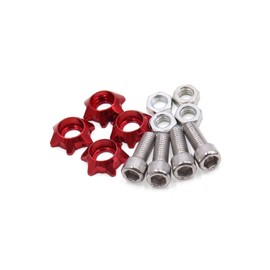 REPAIROCK 4Pcs Red Metal 6mm Thread Motorcycle Hexagon License Plate Bolts Screws Auto Replacement Parts
