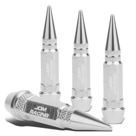 4Pcs 60mm Polished Aluminum Tire Rim Valve Air Port Dust Cover Stem Caps, Anodized & Powdercoated, Spiked Head Style, Silver Color