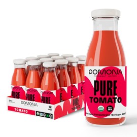 Pomona Organic Juices Pure Tomato Juice, 8.4 Ounce Bottle (Pack of 12), Cold Pressed Organic Juice, Non-GMO, No Sugar Added, Not from Concentrate, Gluten Free, Kosher Certified, Preservative Free