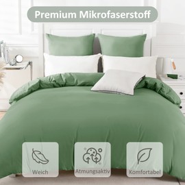 REDKEY 2-Piece Bed Linen Set, 155 x 220 cm Duvet Cover with 80 x 80 cm Pillowcase, Microfibre Bedding Sets with Zip, Cuddly Soft, Lawn Green