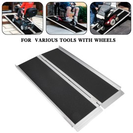 Amotopart 4FT Portable Wheelchair Ramp Non Skid Aluminum Foldable Mobility Scooter Ramp。