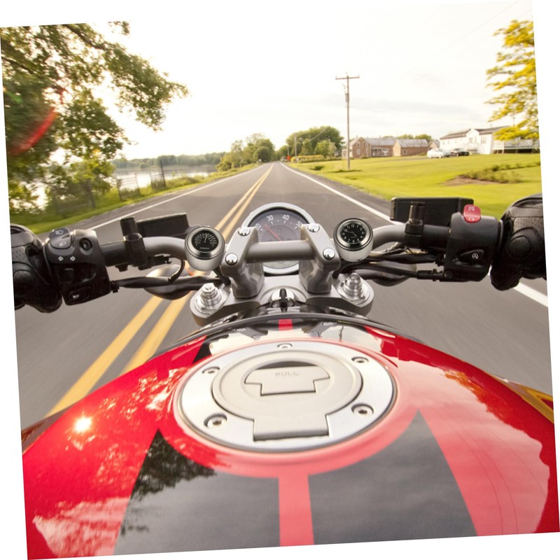 BESPORTBLE 2pcs Motorcycle Handlebar Clock Thermometer Waterproof 22-25mm Practical Dial