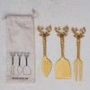 Creative Co-Op Reindeer Handle Brass Cheese Knives, Brass, Set of