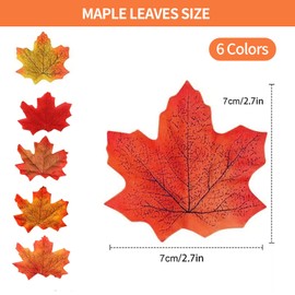 DOETYD 300 Pcs Artificial Autumn Maple Leaves,Mixed 6 Colors Fake Leaves for Thanksgiving Weddings House Fireplace Wall Autumn Decorations