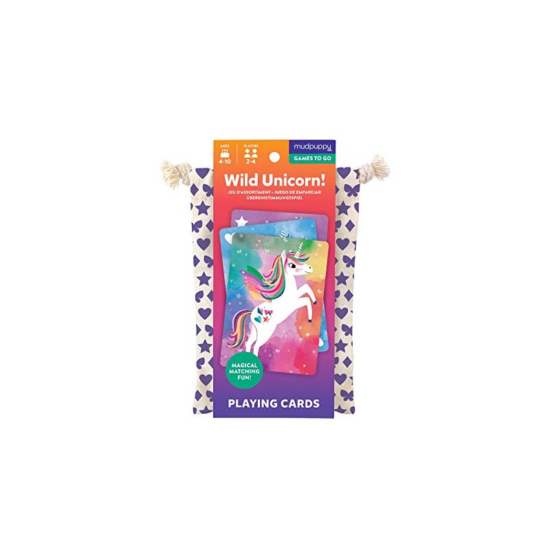 Mudpuppy Wild Unicorn! Playing Cards to Go: 40 Cards, Drawstring