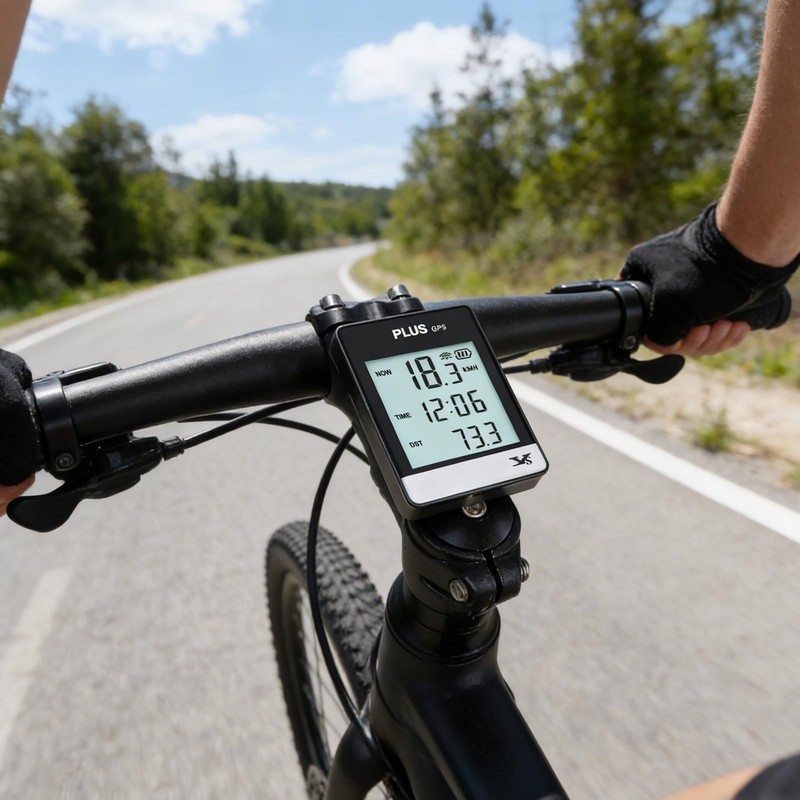 GPS Bike Computer Wireless Cycling Speedometer Odometer, 3.26" LCD Display