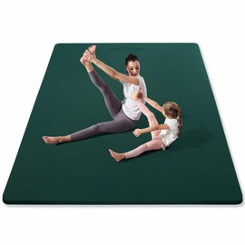 YOTTOY Large Yoga Mat (75 * 52 * 1/2inch),Extra Wide TPE Exercise Mat,Non-Slip Workout Mat for Pilates, Fitness, Barefoot, Home Gym Studio with Strap and Towel (Green, 75 * 52 * 1/4inch)