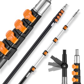VEVOR Telescopic Extension Pole, 7-30 FT Multi-Purpose Extension Pole, Sturdy Aluminum Alloy Paint Extendable Pole with Flip-Lock Design, Telescopic Pole for Painting, Dusting and Cleaning