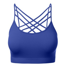 brasier deportivo para mujer con tirantes cruzados, bandeau sin aros, sin tirantes, 102-denim Blue-1, G-EG