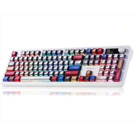 AULA F106 PRO Mechanical Keyboard,Full Size Gaming Keyboard with Hot Swappable Knob & Screen,Tri-Mode RGB Backlit with 8000mAh for PC/Laptop/Windows - Blaze Switch,Comic Mix