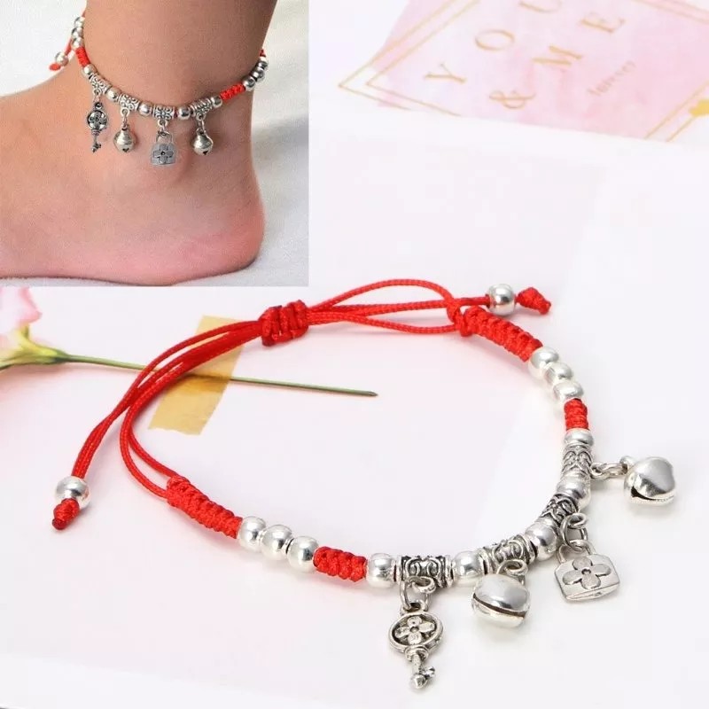 Veraly Pulsera Tobillera Hilo Rojo Destino Con Llave Candado F