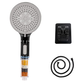 XIKAYA Filter Shower Head with Hose, Water-Saving Shower Head, 4 Layer Filtering and Additional Stones, 5-Level Water Outlet, Economy Shower Head for Hard Water