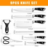 Kitchen Knife Set, 9Pcs Knife Set with Acrylic Block, Ergonomical